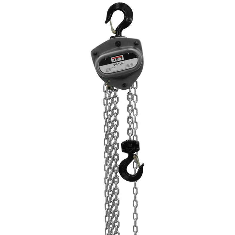 Jet JT9-201120 L-100-150WO-20 1.5-Ton Hand Chain Hoist 20' Lift, Overload Protection