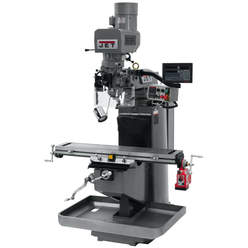 Jet JT9-690540 JTM-949EVS Mill With 3-Axis Newall DP700 DRO (Knee) With X-Axis Powerfeed